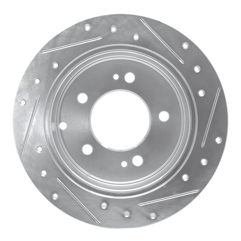 Kia Forte5 Brake Rotor (1) - Rear Left - R1 Concepts - Drilled & Slotted - Silver - `10-`13